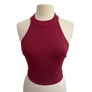 Krisa XS magenta Cotton Stretch Halter Top NEW WITH TAGS
